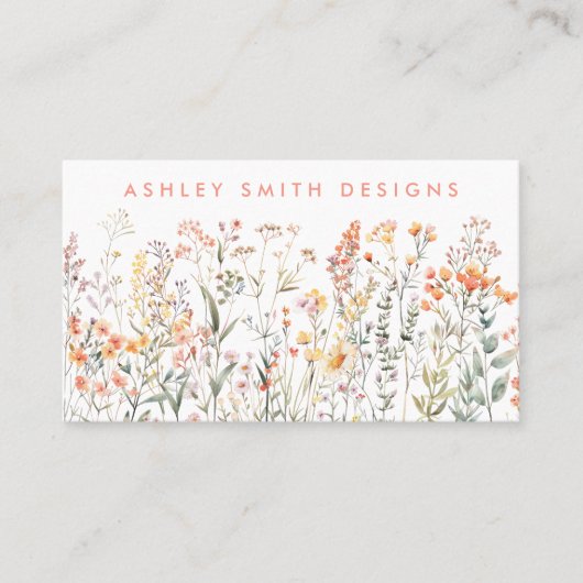 perzik-wildbloem visitekaartje (Voorkant)