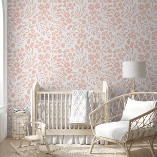 perzik Wildbloemen kwekerij Kinder kamer Behang