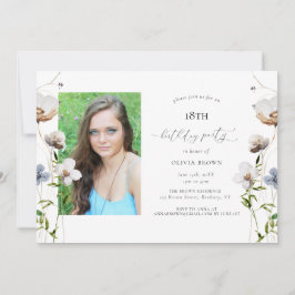 Perzik Wilde Bloem Calligrafie Verjaardagsfeestje Kaart