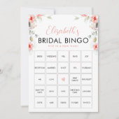 Perzik Wilde Bloemen Bingo Bruidsfeest Spelkaart Kaart (Voorkant)