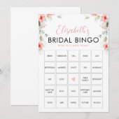 Perzik Wilde Bloemen Bingo Bruidsfeest Spelkaart Kaart (Voorkant / Achterkant)
