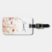 Perzik wilde bloemen roze beige monogram bagagelabel (Voorkant horizontaal)