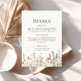 Perzik Wilde Bloemen Trouwdetails Bijgevoegde kaar Kaart