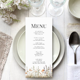 Perzik Wilde Bloemenweide Trouwmenu Menu
