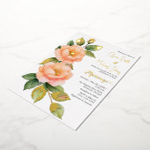 Perzik wilde rozen bruiloft uitnodiging (Gedraaid)