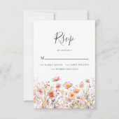 Perzik Wildflower Bloemen Huwelijk RSVP Kaart (Voorkant)