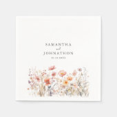 Perzik Wildflower Bloemen Waterverf bruiloft Servet (Voorkant)