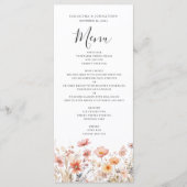 Perzik Wildflower Floral Wedding Flat Menu (Voorkant)