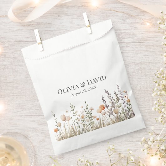 Perzik Wildflower Meadow Bruiloft Bedankzakje (Geknipt)