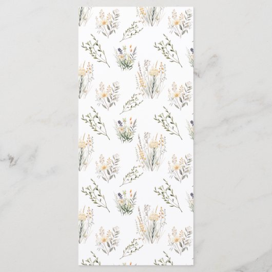 Perzik Wildflower Meadow Bruiloft Menu (Achterkant)