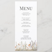 Perzik Wildflower Meadow Bruiloft Menu (Voorkant)