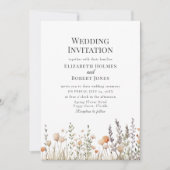 Perzik Wildflower Meadow Bruiloft Uitnodigen Kaart (Voorkant)