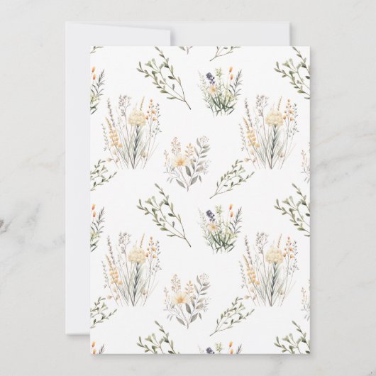 Perzik Wildflower Meadow Bruiloft Uitnodigen Kaart (Achterkant)
