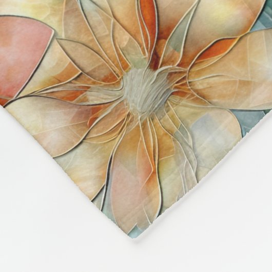 Perzik Wit Blauw Groen Bloemen Fleece Deken (Hoek)