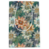 Perzik Wit Blauw Groen Bloemen Medium Cadeauzakje (Voorkant)