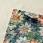 Perzik Wit Blauw Groen Bloemen Strandlaken (In situ)