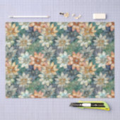 Perzik Wit Blauw Groen Bloemen Tissuepapier (Craft)