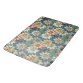 Perzik Wit Blauw Groen Bloemmotief Badmat (Gekanteld)