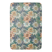 Perzik Wit Blauw Groen Bloemmotief Badmat (Voorkant Verticaal)
