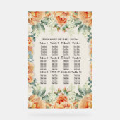 Perzik Wit Bloemen Greenery Trouwstoel Grafiek Acryl Bord (Voorkant)