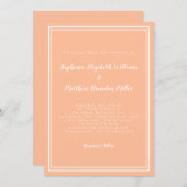 Perzik Wit Bruiloft Eenvoudig Minimalistisch Moder Kaart (Voorkant / Achterkant)