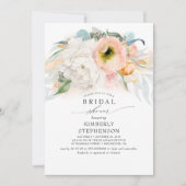 Perzik Wit en Roze Bloemen Boheems Vrijgezellenfee Kaart (Voorkant)