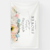 Perzik Wit en Roze Bloemen Vrijgezellenfeest Spandoek (Verticaal)