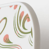 Perzik Wit en Sage Green Damask Bloemen Pickleball Paddle (Links Detail)
