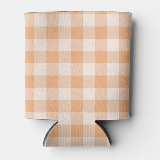 Perzik wit geruit gingham patroon blikjeskoeler (Voorkant)