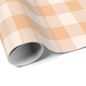 Perzik wit geruit gingham patroon cadeaupapier (Rol Hoek)