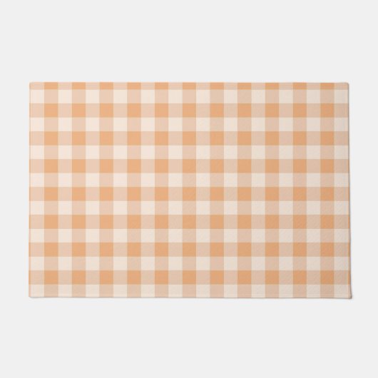 Perzik wit geruit gingham patroon deurmat (Voorkant)