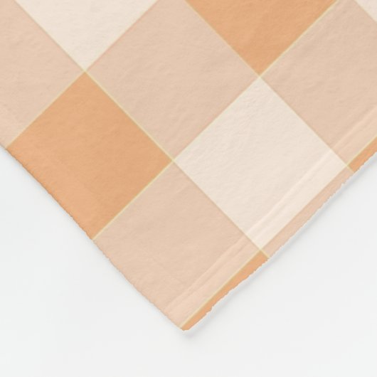 Perzik wit geruit gingham patroon fleece deken (Hoek)
