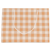 Perzik wit geruit gingham patroon groot cadeauzakje (Voorkant)