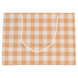 Perzik wit geruit gingham patroon groot cadeauzakje