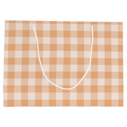 Perzik wit geruit gingham patroon groot cadeauzakje (Achterkant)