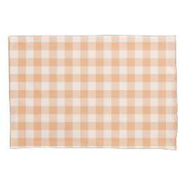 Perzik wit geruit gingham patroon kussensloop