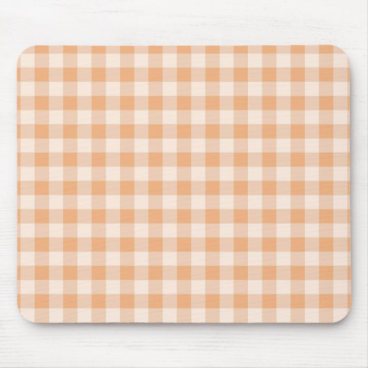 Perzik wit geruit gingham patroon muismat (Voorkant)