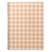 Perzik wit geruit gingham patroon notitieboek (Voorkant)