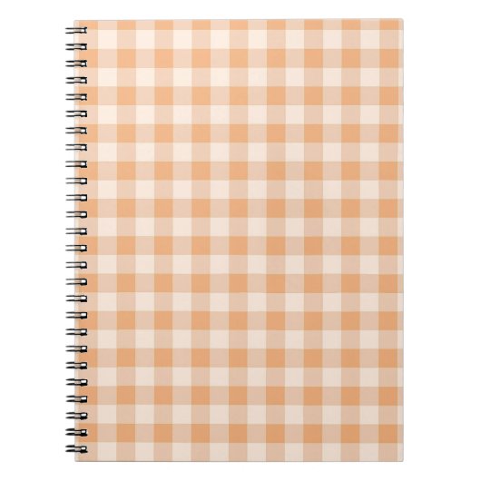 Perzik wit geruit gingham patroon notitieboek (Voorkant)
