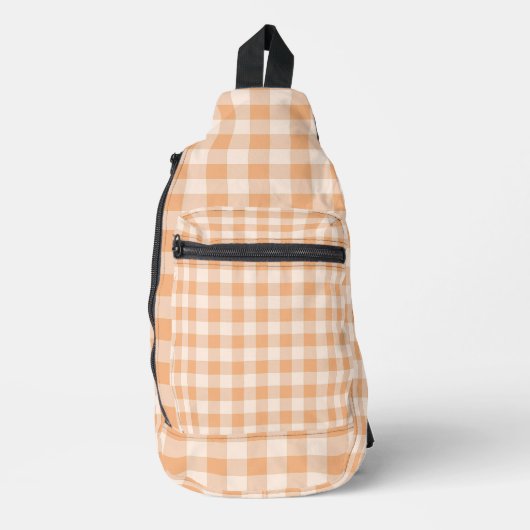Perzik wit geruit gingham patroon sling bag (Voorkant)