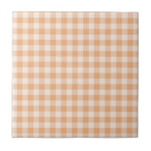 Perzik wit geruit gingham patroon tegeltje (Voorkant)