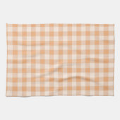 Perzik wit geruit gingham patroon theedoek (Horizontaal)