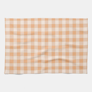 Perzik wit geruit gingham patroon theedoek