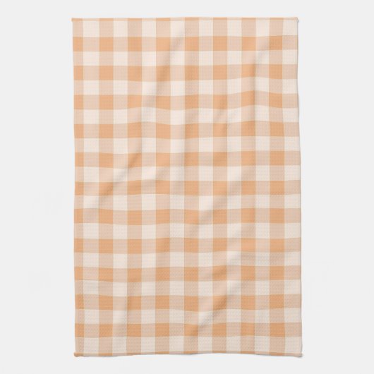 Perzik wit geruit gingham patroon theedoek (Verticaal)
