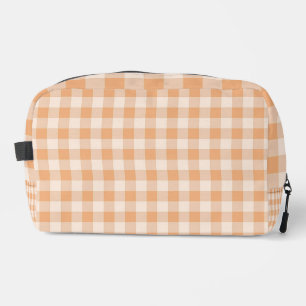Perzik wit geruit gingham patroon toilettasje