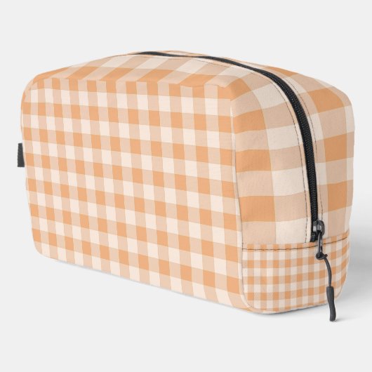 Perzik wit geruit gingham patroon toilettasje (Rechterhoek)