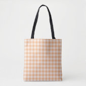 Perzik wit geruit gingham patroon tote bag (Voorkant)
