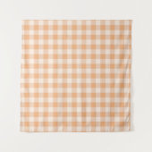 Perzik wit geruit gingham patroon wandkleed (Voorkant (horizontaal))