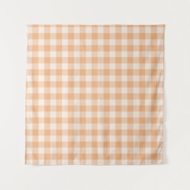 Perzik wit geruit gingham patroon wandkleed