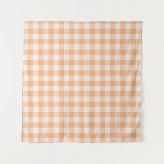 Perzik wit geruit gingham patroon wandkleed (Voorkant)